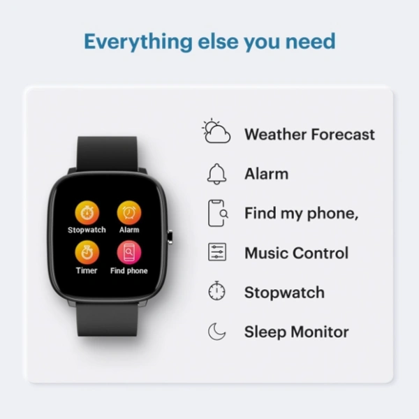 Noise ColorFit Qube SpO2 Charcoal Black Smartwatch - 1.4" inches Full Touch HD, Black, Pink
